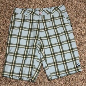 Men’s Rusty size 30 Light Blue Plaid Shorts summer fishing beach outdoors